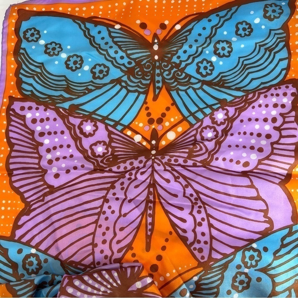 Glentex vintage butterfly silk blend scarf in rare novelty pattern